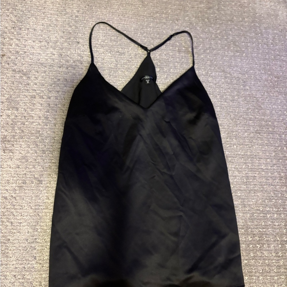 Dynamite Midnight Black Satin Top